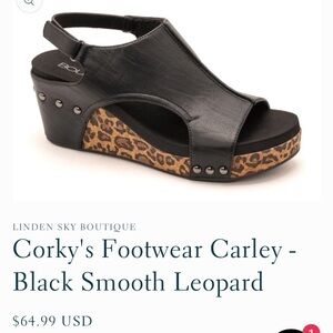 Corky's Black Smooth Leopard Carley Sandals